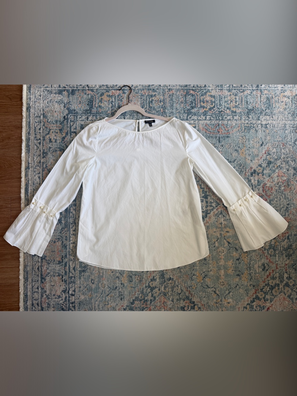 Massimo Dutti Women's White Bell Sleeve Blouse